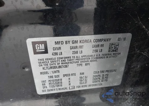 2018 Chevrolet Trax Premier from USA, damaged, VIN KL7CJMSBXJB674367